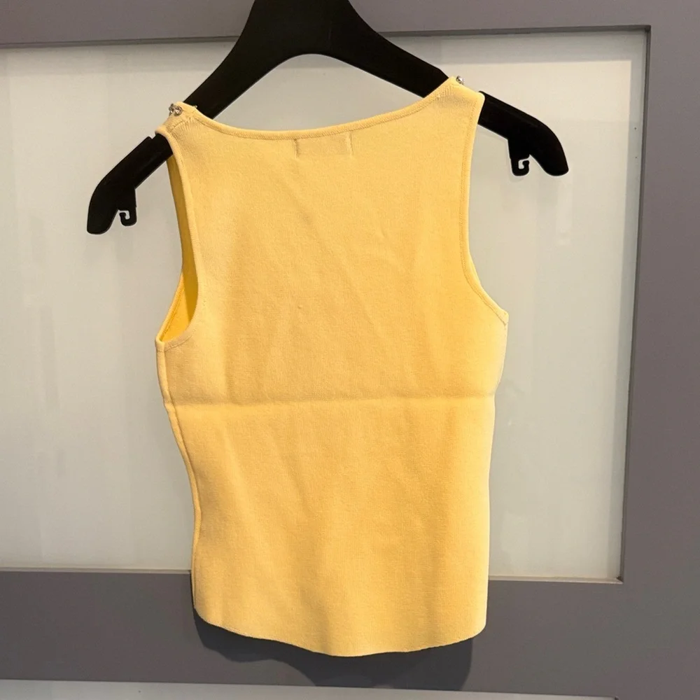 NWT CHANEL Yellow Tank Top with Crystal Accents - Picture 5 of 9